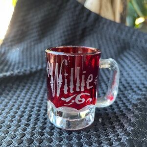 Vintage Red Glass Mug with Handle “Atlantic City 1904”